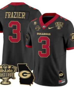 Nate Frazier Jersey #3 Georgia Bulldogs 2025 Sugar Bowl Patch Vapor Black Gold Trim