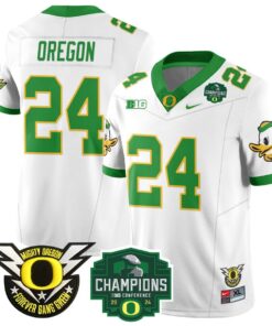 Oregon Jersey #24 Oregon Ducks 2024 Big Ten Champions Football Stitched White