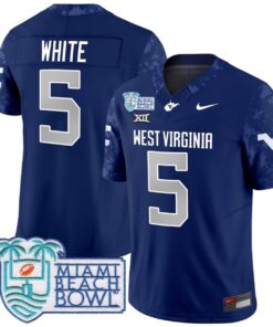 Pat White Jersey #5 West Virginia Mountaineers 2025 Miami Beach Bowl Navy