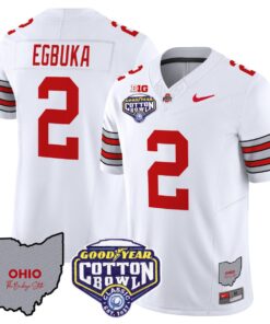 Emeka Egbuka Jersey #2 Ohio State Buckeyes Cotton Bowl Patch Stitched White
