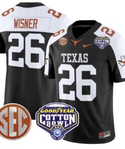 Quintrevion Wisner Jersey #26 Texas Longhorns Cotton Bowl Patch Black Alternate