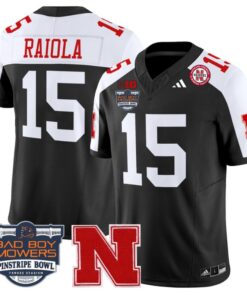 Dylan Raiola Jersey #15 Nebraska Cornhuskers 2025 Pinstripe Bowl Black Alternate
