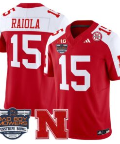 Dylan Raiola Jersey #15 Nebraska Cornhuskers 2025 Pinstripe Bowl Scartlet Alternate