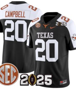 Earl Campbell Jersey #20 Texas Longhorns 2025 CFP Final Patch Black Alternate