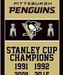Pittsburgh Penguins Champions Vertical Flag 3X5Ft Polyester Digital Print Banner USA