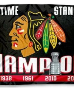 Chicago Blackhawks 6 Time Champs Flag 3X5Ft Polyester Digital Print Banner USA