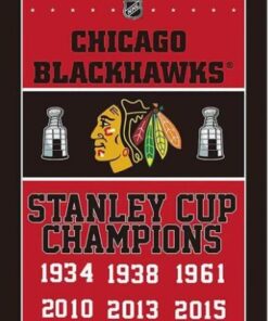 Chicago Blackhawks Champions Vertical Flag 3X5Ft Polyester Digital Print Banner USA