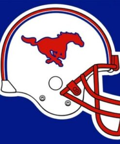 Southern Methodist Mustangs Helmet Flag 3X5ft Banner Polyester with 2 Brass Grommets