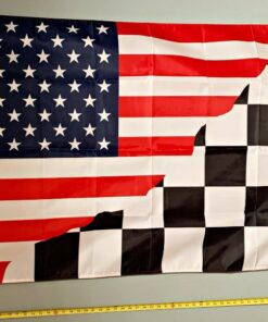 Checkered Flag USA / Nascar Sprint Car Racing Sign 3x5'