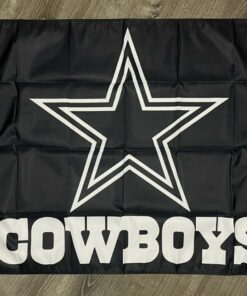 Dallas Cowboys Logo Flag 3x5 ft Sports Black Banner Man-Cave Garage