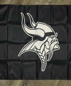 Minnesota Vikings Logo Flag 3x5 ft Sports Black Banner Man-Cave Garage