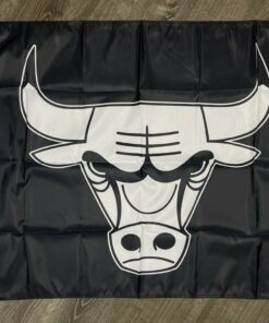 Chicago Bulls Logo Flag 3x5 ft Sports Black Banner Man-Cave Garage