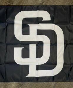 San Diego Padres Logo Flag 3x5 ft Black White Banner Man-Cave Garage