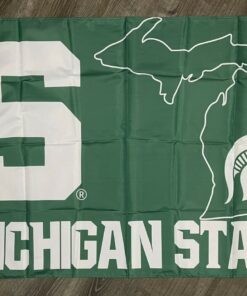 Michigan State Spartans Flag 3x5 ft Sports Green Banner Man-Cave Garage