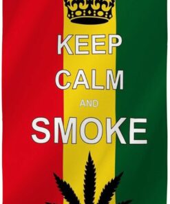 3x5FT Flag Keep Calm and Smoke Weed Marijuana Leaf Cannabis Sliff Toke Decor