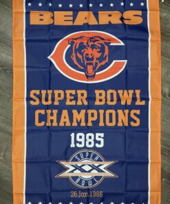 Chicago Bears Super Bowl Championship Flag 3x5 ft Vertical Banner Man-Cave
