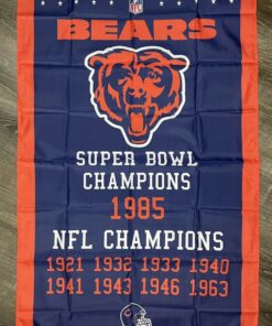 Chicago Bears Super Bowl Championship Flag 3x5 ft Vertical Banner Man-Cave
