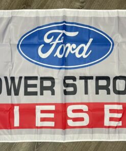 Ford Power Stroke Diesel Flag 3x5 ft White Banner Muscle Truck Man-Cave Garage