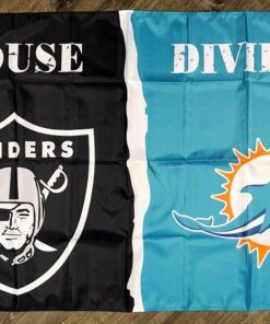 Oakland Raiders vs Miami Dolphins House Divided Flag 3x5 ft Sports Banner