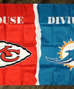Kansas City Chiefs vs Miami Dolphins House Divided Flag 3x5 ft Sports Banner