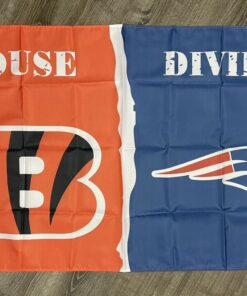 Cincinnati Bengals vs New England Patriots House Divided Flag 3x5 ft Banner