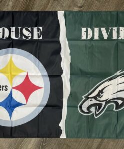 Pittsburgh Steelers vs Philadelphia Eagles House Divided Flag 3x5 ft Banner
