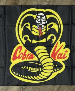 Cobra Kai Strike First Karate Kid Flag 3x5 ft Black Movie Banner Man-Cave Garage