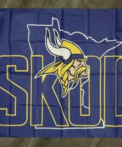 Minnesota Vikings SKOL Flag 3x5 ft Purple Football Banner Man-Cave Garage