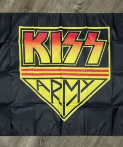KISS Flag 3x5 ft Black Banner Rock and Roll Music Band Wall Garage Man-Cave