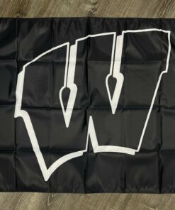 Wisconsin Badgers Logo Flag 3x5 ft Black Sports Banner Man-Cave Garage