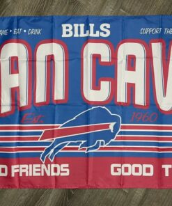 Buffalo Bills Fan Cave Flag 3x5 ft Blue Sports Banner Man-Cave Garage