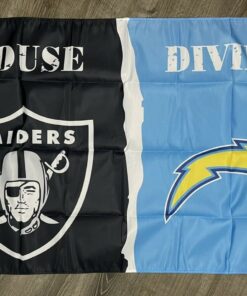 Oakland Raiders vs Los Angeles Chargers House Divided Flag 3x5 ft Banner