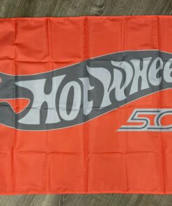 Hot Wheels Orange 50th Anniversary Flag 3x5 ft Banner Die Cast Toy Room Man-Cave