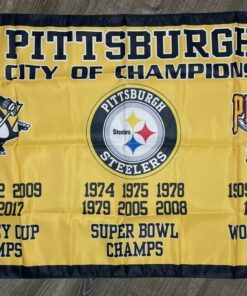 Pittsburgh Steelers Pirates Penguins City of Champions Flag 3x5 ft Banner New