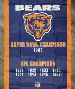 Chicago Bears NFL Super Bowl Championship Flag 3x5ft Vertical Banner Man-Cave