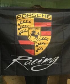 Porsche Flag Black Racing 4x6Ft Polyester Banner USA 120x180cm