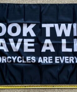 Beer Flag Look Twice Save Life Motorcycle Busch Bud Sign Sign 3x5'