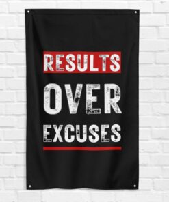 Results Over Excuses 3x5 ft Gym Flag Fitness Muscle Workout Motivational Banner