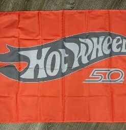 Hot Wheels Orange 50th Anniversary Flag 3x5 ft Banner Die Cast Toy Room Man-Cave