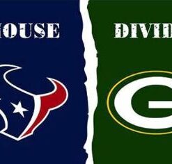 Houston Texans and Green Bay Packers Divided Flag 3x5ft