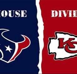Houston Texans and Kansas City Cheifs Divided Flag 3x5ft