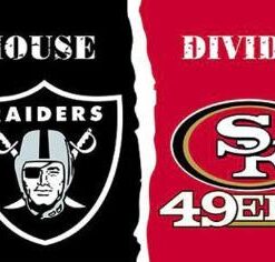 Las Vegas Raiders and San Francisco 49ers Divided Flag 3x5ft