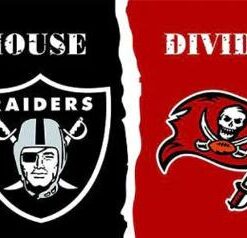 Las Vegas Raiders and Tampa Bay Buccaneers Divided Flag 3x5ft