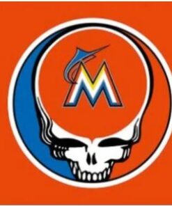 Miami Marlins Dead Skull Blue Flag 3x5ft Banner Usa Polyester With Brass Grommets