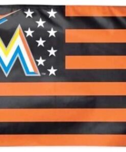 Miami Marlins Star And Stripes Us Flag 3x5ft Banner Usa Polyester With Brass Grommets
