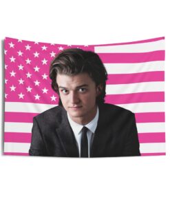 Joe Keery Tapestries, Joe Keery Pink Flag, Joe Keery Indoor Wall Tapestries