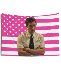 David Corenswet as Scott Tapestries, David Corenswet Pink Flag, David Corenswet in Twisters Indoor Wall Tapestries
