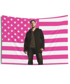 Dean Winchester Tapestries, Jensen Ackles Pink Flag, Jensen Ackles as Dean Winchester Indoor Wall Tapestries