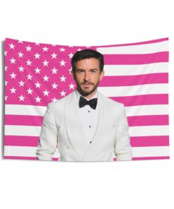 Jonathan Bailey Double breasted suits Tapestries, Jonathan Bailey Pink Flag, Jonathan Bailey Indoor Wall Tapestries