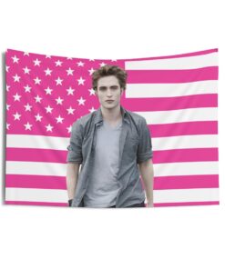 Edward Cullen Tapestries, Edward Cullen Pink Flag, Robert Pattinson Indoor Wall Tapestries